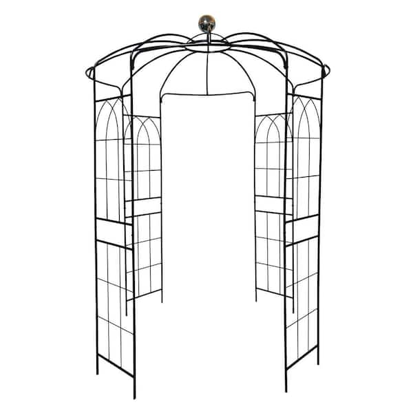 Unbranded 81.3 in. x 114.2 in. White Metal Garden Arch Arbors Gazebo Trellis High Birdcage Shape Pergola for Wedding Ceremony