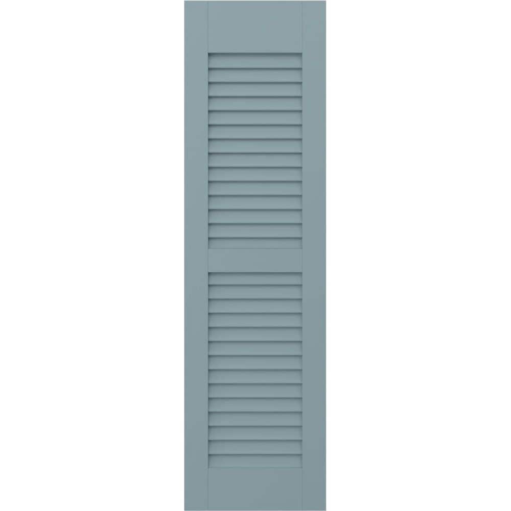 15 in. W x 51 in. H Americraft 2 Equal Louver Exterior Real Wood Shutters Pair in Peaceful Blue price history on PriceWatchPro