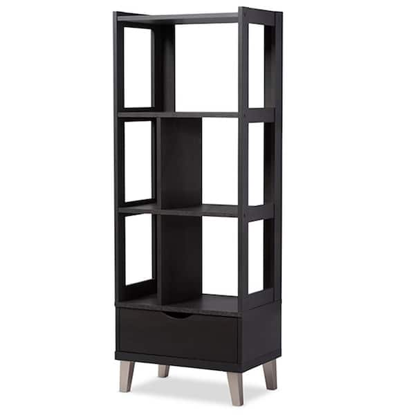 Baxton Studio 62.4 in. Dark Brown Wood 5 shelf Etagere Bookcase