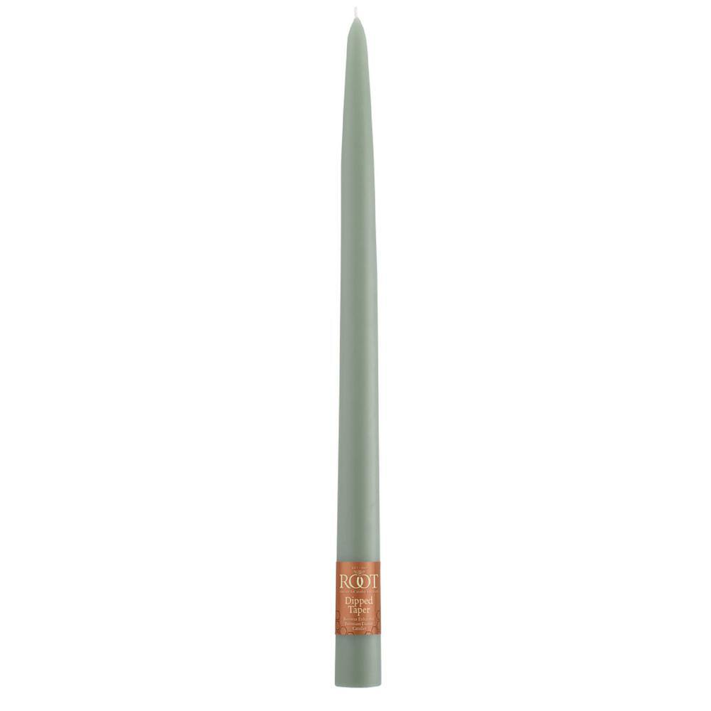 Sage Green 12-Inch Unscented Beeswax Taper Candles, Set of 12