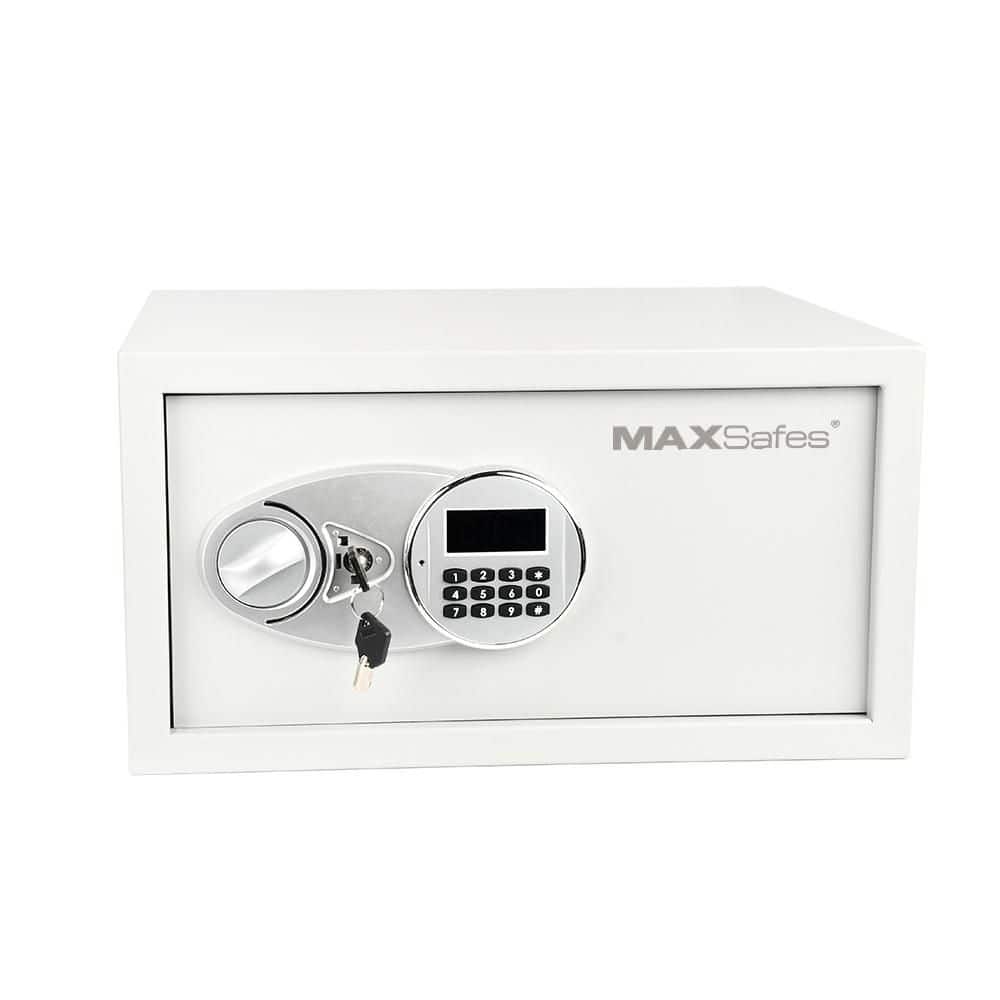 MAXSafes 1.0 cu. ft. Hotel and Office Safe with Electronic Keypad Lock Access in White 90001-LW