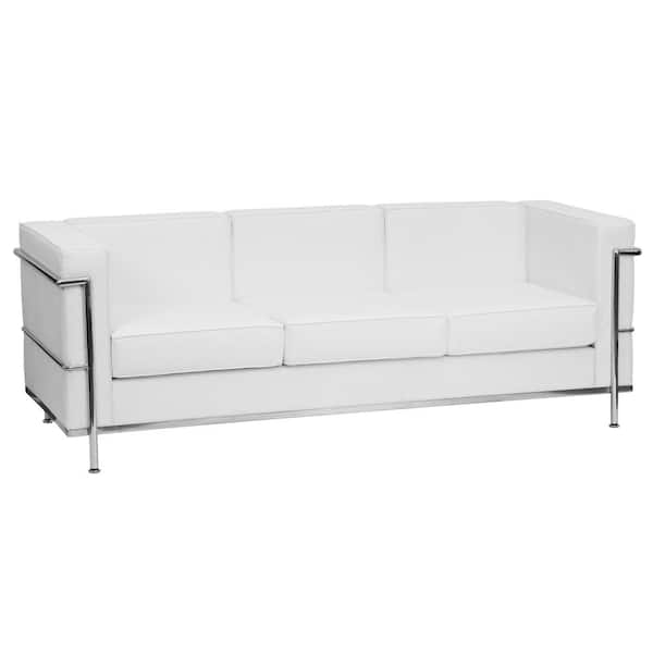 Flash Furniture Hercules Regal 79 in. Square Arm 4-Seater Sofa in White