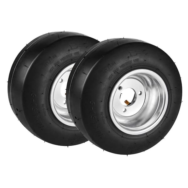 Go Kart Tires and Rims, Hub-Rim Fit Bolt Pattern 1.57 in., 10 x 4. 5-5 in. Go Kart Wheels, 2-Pack Front Wheels