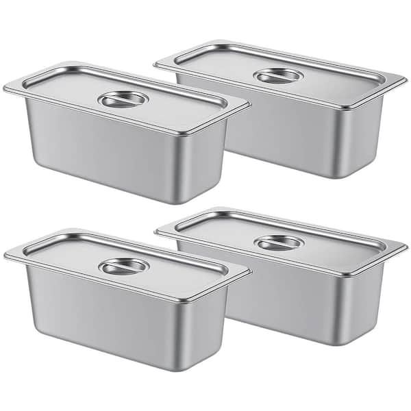 4 Pack Stainless Steel Steam Table Pans Serving Pans with Lid