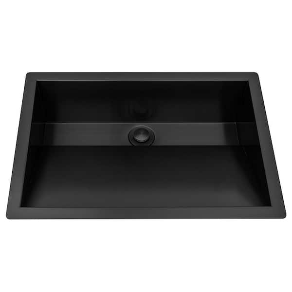 Ariaso 20 in. Undermount Rectangular 16-Gauge Brushed Stainless Steel Ramp Bathroom Sink in Gunmetal Black