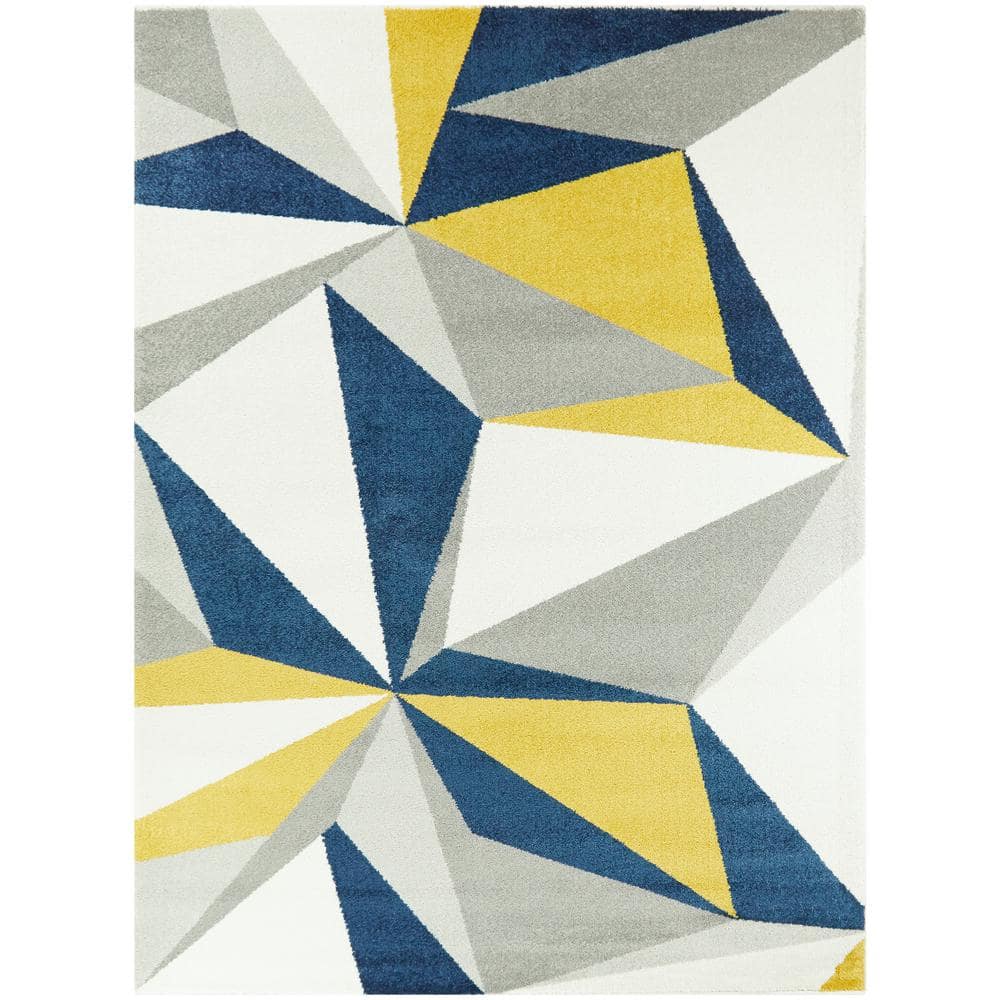 Jayce 8' x 10 ' Woven Area Rug in Blue/Yellow