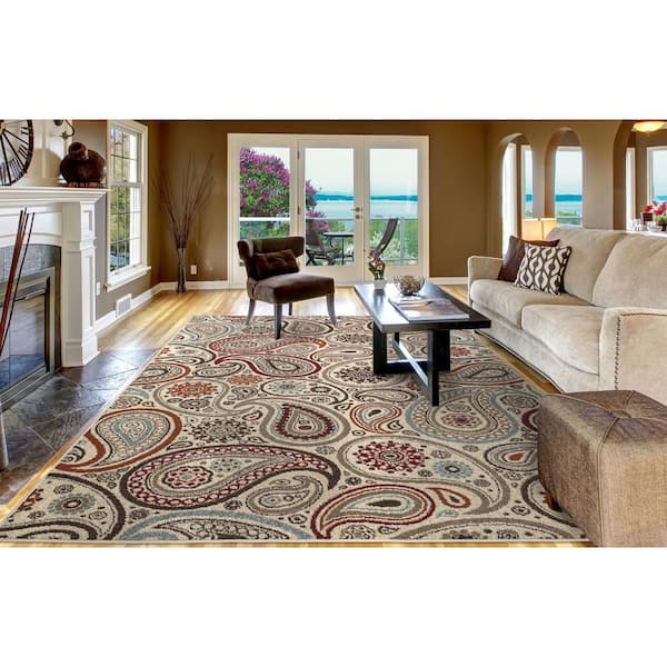 Concord Global Trading Chester Paisley Ivory 8 ft. x 11 ft. Area 