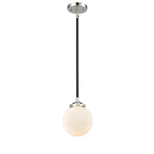 Beacon 60-Watt 1 Light Black Polished Nickel Shaded Mini Pendant Light with Frosted glass Frosted Glass Shade