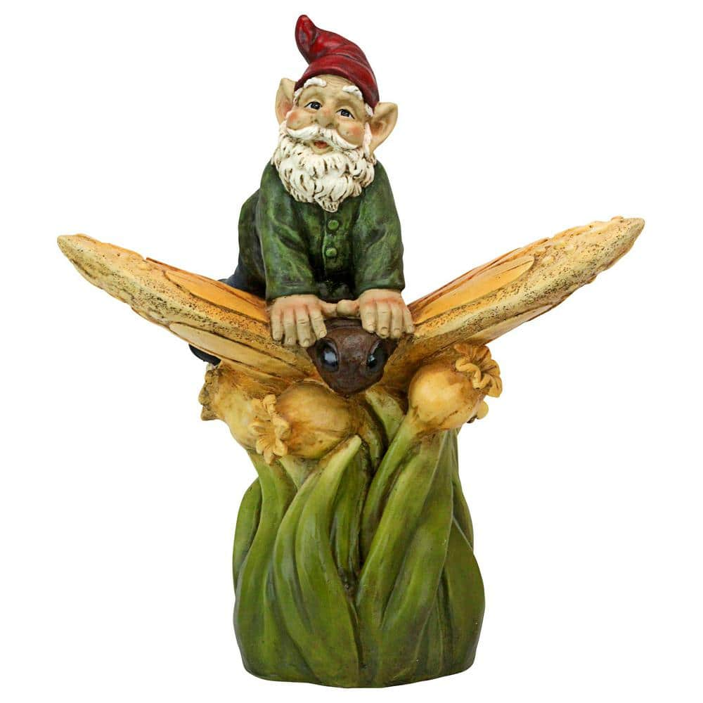 Design Toscano 19.5 in. H On a Butterfly's Back Garden Gnome Statue