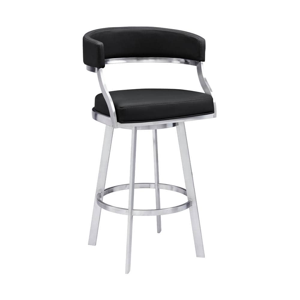 Romilly Contemporary 26 in. Counter Height in Brushed Stainless Steel Finis