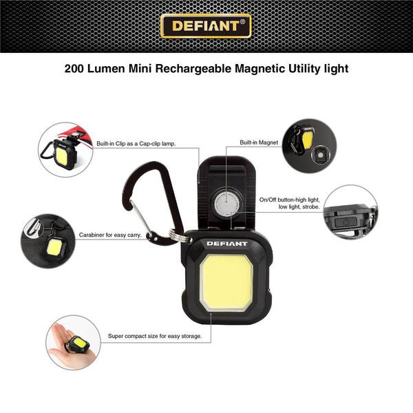「RT-214498 Defiant 2 pk 200 Lumen Mini Rechargeable LED Utility Light 91637