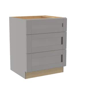 Washington Veiled Gray Plywood Shaker Assembled Base Drawer Kitchen Cabinet Soft Close 27 W in. 24 D in. 34.5 in. H