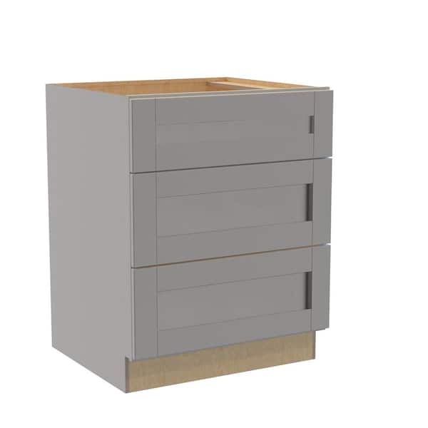 Home Decorators Collection Washington Veiled Gray Plywood Shaker Assembled Base Drawer Kitchen Cabinet Soft Close 27 W in. 24 D in. 34.5 in. H