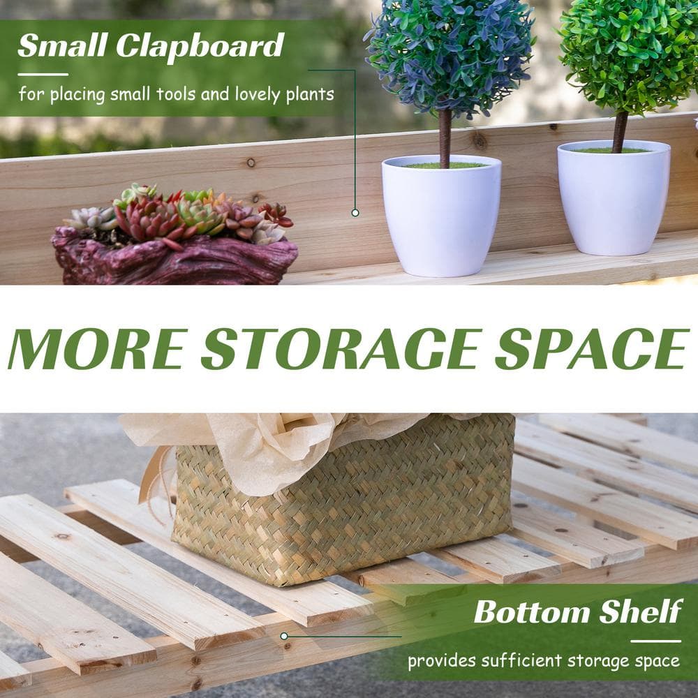 Natural Fir Wood Garden Potting Bench with Hidden Storage