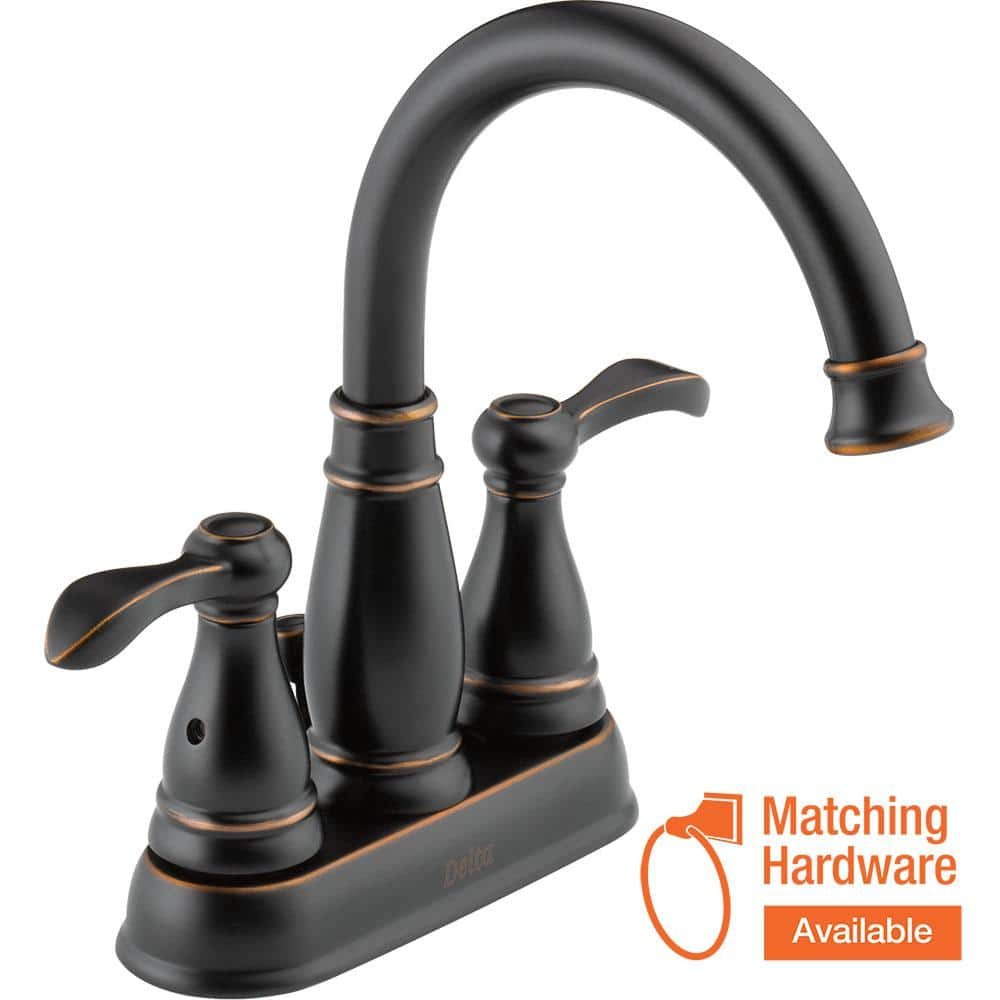 Delta Porter 4 in. Centerset 2-Handle Bathroom Faucet in Oil Rubbed ...