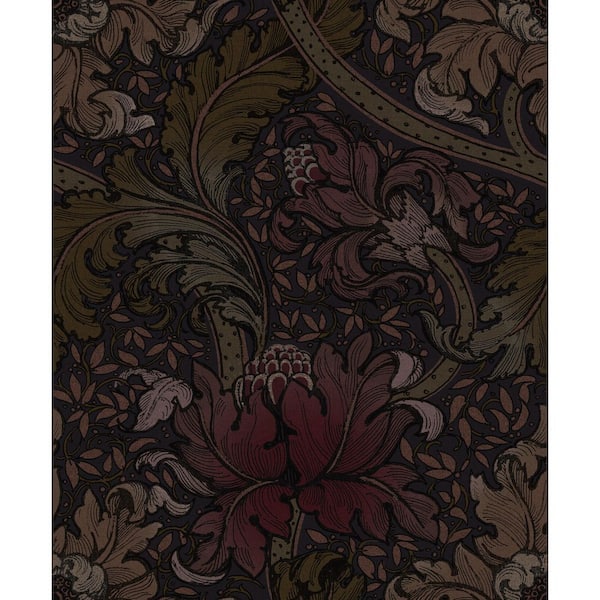 Unbranded Llewelyn-Bowen Off The Wall Red Floral Morris Major Matte Finish Non-Pasted Non-Woven Wallpaper Sample