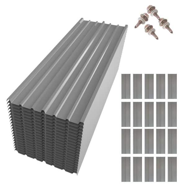 1.4 ft. x 6.1 ft. Corrugated 31-Gauge Galvanized Steel Roof Panel in Gray (20-Pack)