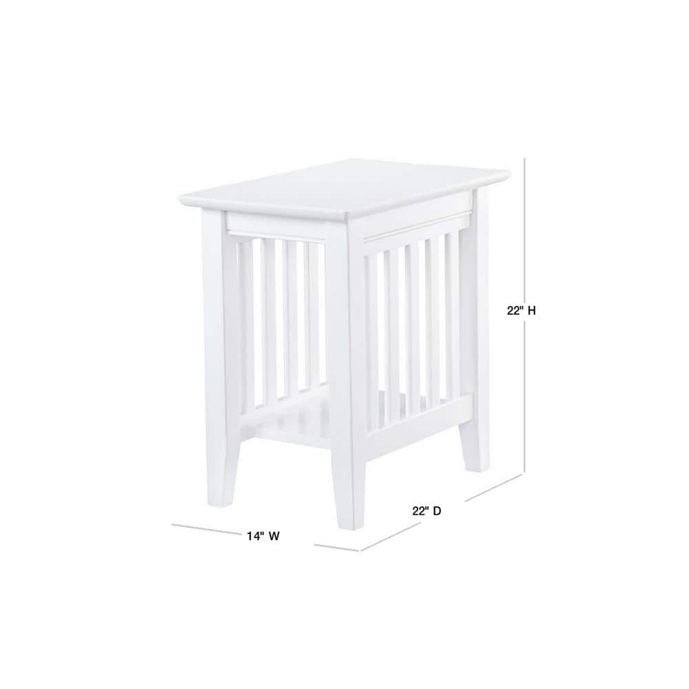 White Mission Style Hardwood Chair Side Table
