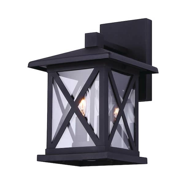 CANARM Elm 2-Light Black Outdoor Wall Light Sconce