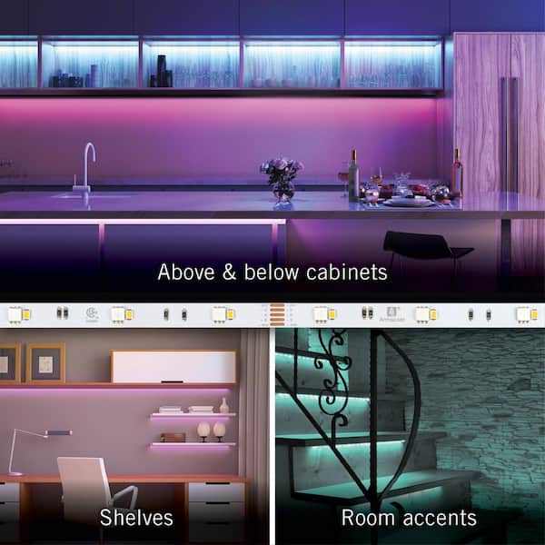 RibbonFlex Home 16 ft. White and RGB Tape Light Hardwire Kit with Remote