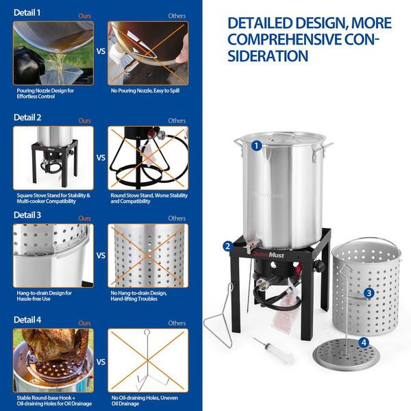 FURRYFECTION Turkey Fryer Kit, 30QT and 10QT Aluminum Pots, Propane Burner 50,000BTU, Skimmer Included FURRYFECTION Turkey Fryer Kit, 30QT and 10QT Aluminum Pots, Propane Burner 50,000BTU, Skimmer Included