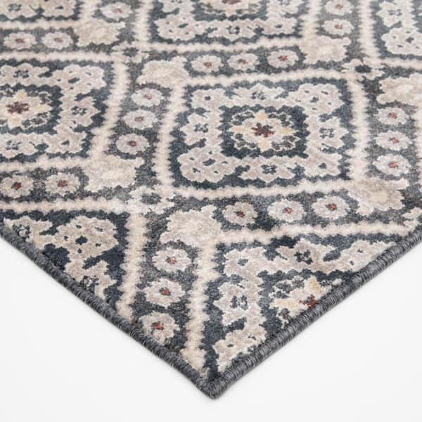 Stratford Mina Vintage Blue/Latte 26 in. W x 12 in. L Your Choice Length Stair Runner Coverage Area 2.17 sq. ft.