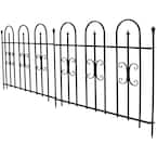38 in. x 49 in. per Panel, 8 ft. Overall Metal Decorative Finial Garden Landscape Border Fence in Black (2-Piece)