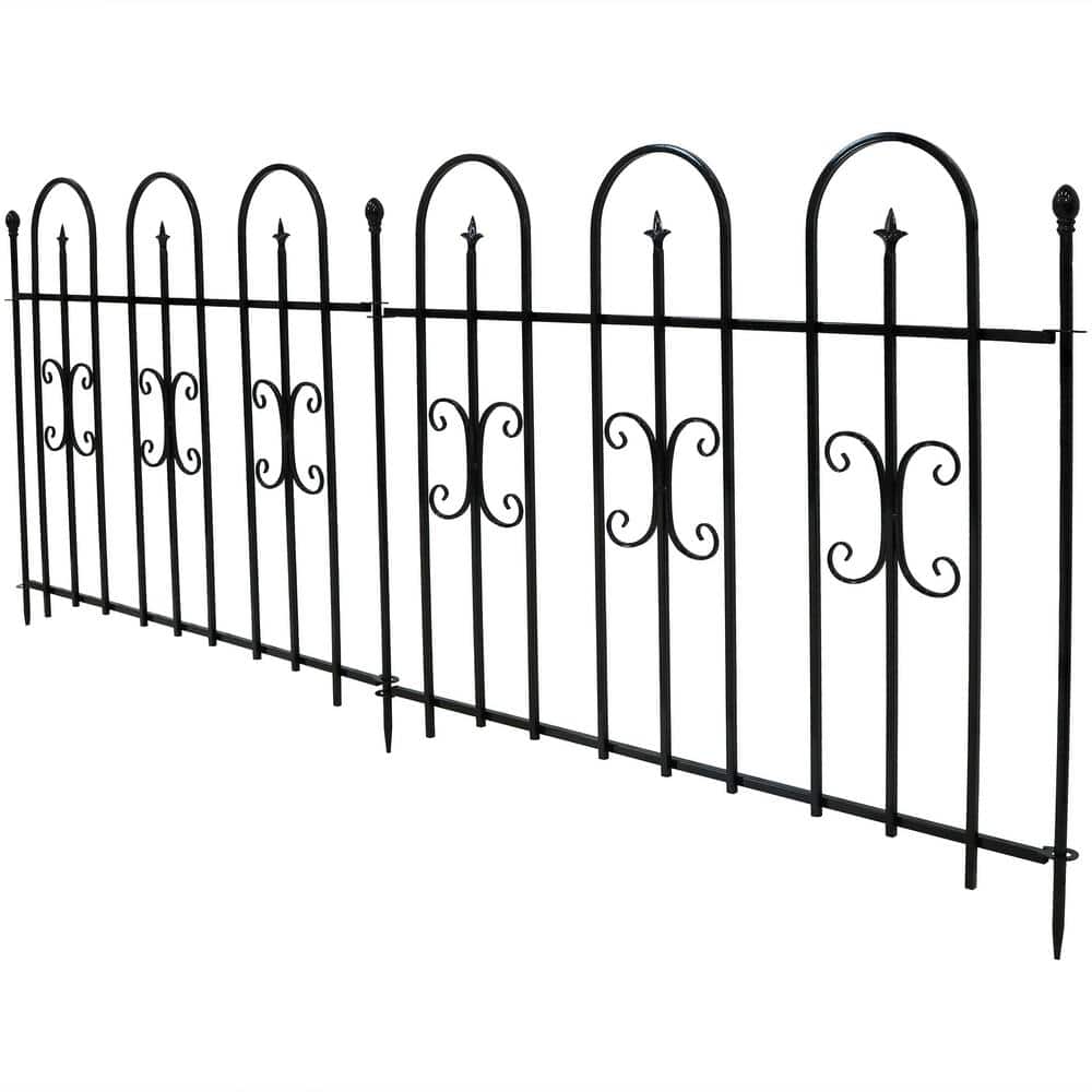Black Iron Decorative Garden Border Fence Panels Set