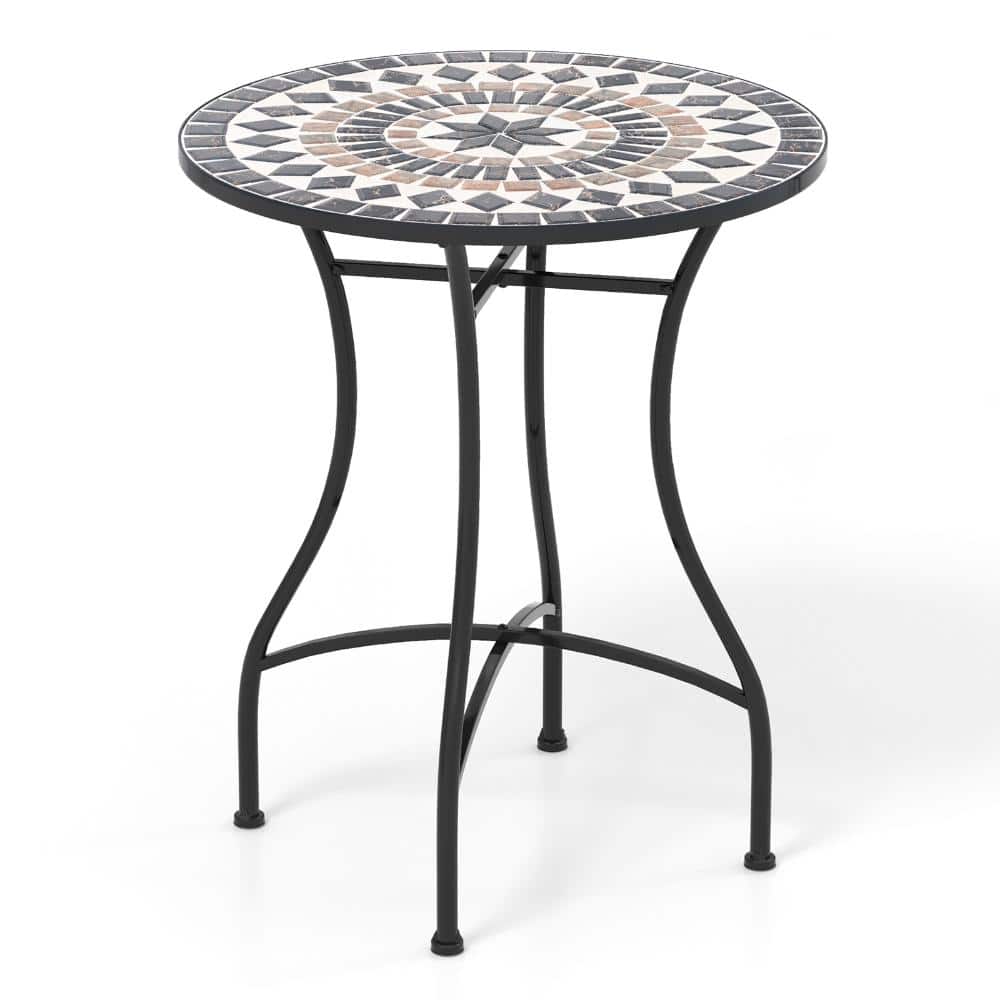 24 in. Round Ceramic Tile and Metal Patio Bistro Table with Mosaic Top, Blue price history on PriceWatchPro