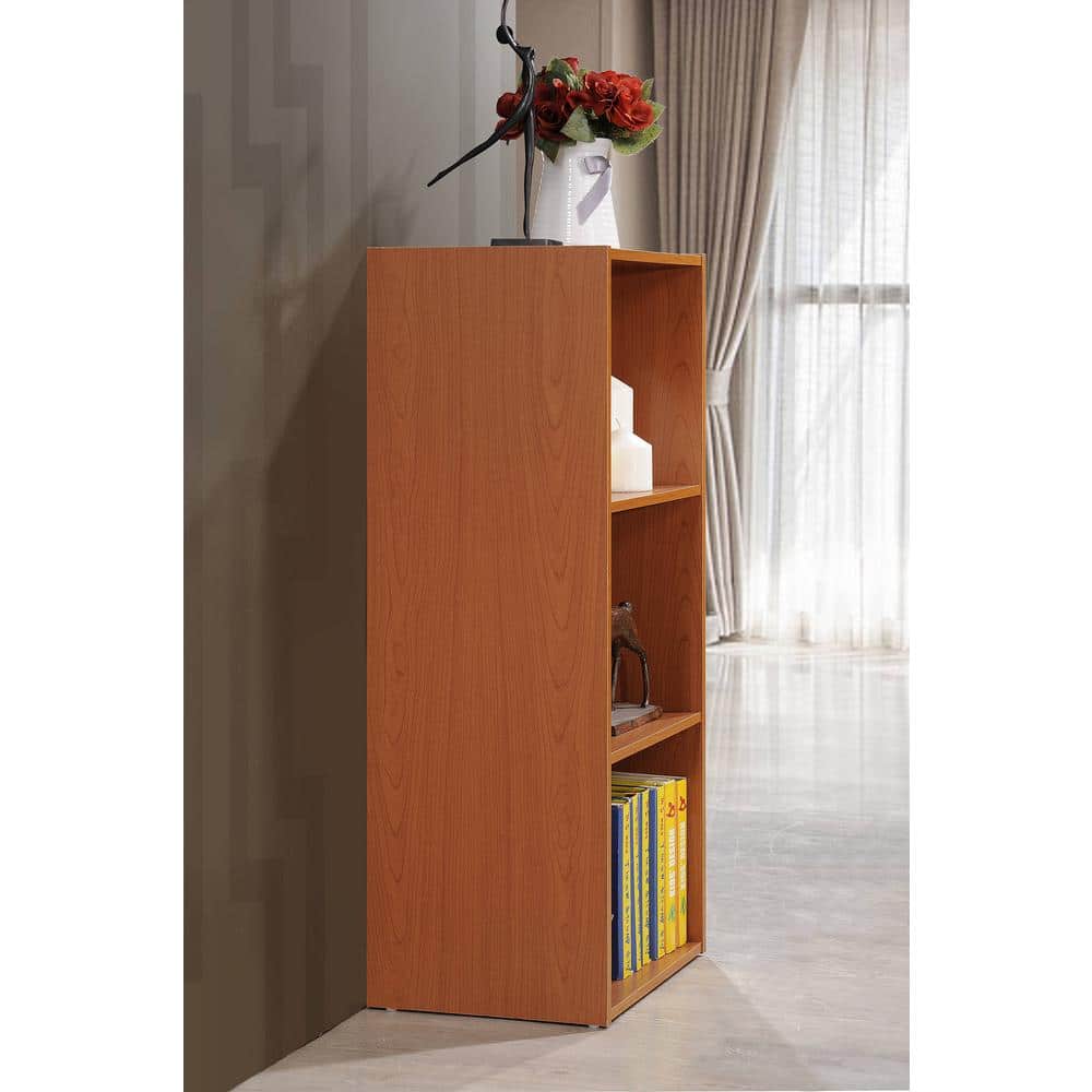 Cherry Finish 3-Shelf Wooden Bookcase for Kids