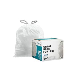 2.6-3.2 Gallon / 10-12 Liter White Drawstring Garbage Liners Simplehuman* Code C Compatible 14.75" x 20" (200 Count)