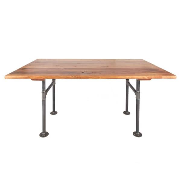PIPE DECOR 60 in. x 36 in. x 29.5 in. Cedar Stain Restore Wood Dining Table with Industrial Steel Pipe Legs
