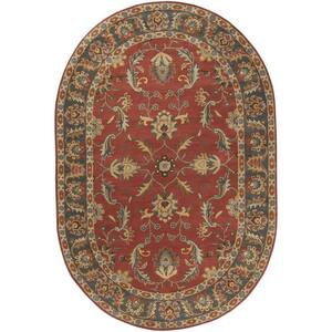 Chenni Burgundy 8 ft. x 10 ft. Oval Indoor Area Rug