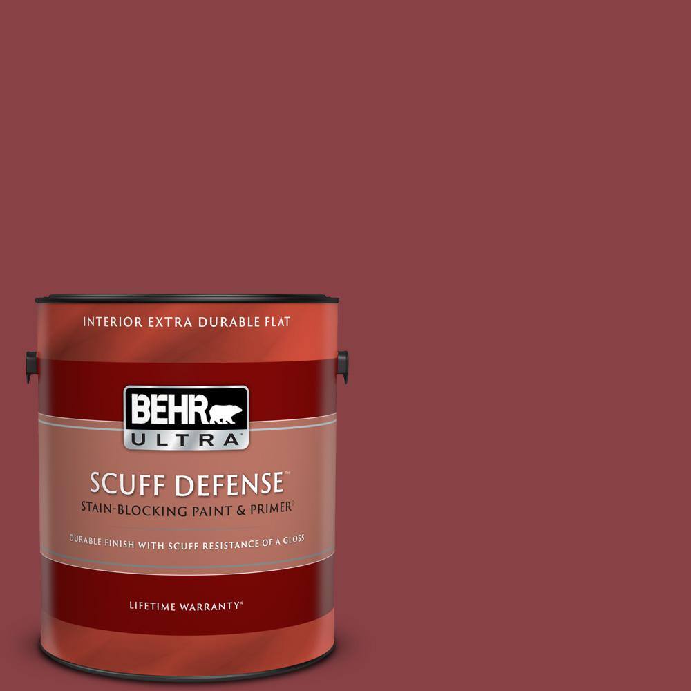 1 gal. #BIC-34 Winning Red Extra Durable Flat Interior Paint & Primer