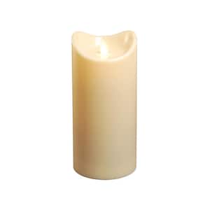 Battery Operated 7 in. Cream Pillar Candle with Moving Flame