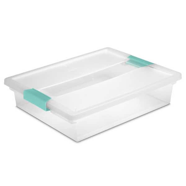 Large File Clip Box Clear Storage Tote Container w/Lid (24 Pack)