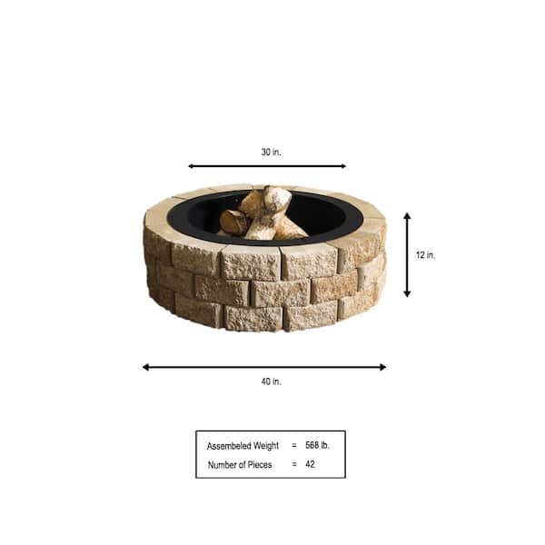 Oldcastle Hudson Stone 40 In Round, Round Fire Pit Vents