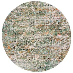 Madison Green/Turquoise 7 ft. x 7 ft. Abstract Gradient Round Area Rug
