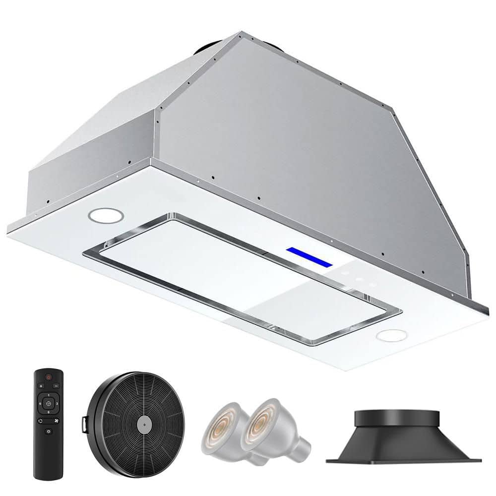 36 in. 900 CFM Convertible Insert Range Hood in White Glass with 4-Speed, LCD Gesture Control and Long Term Warranty price history on PriceWatchPro