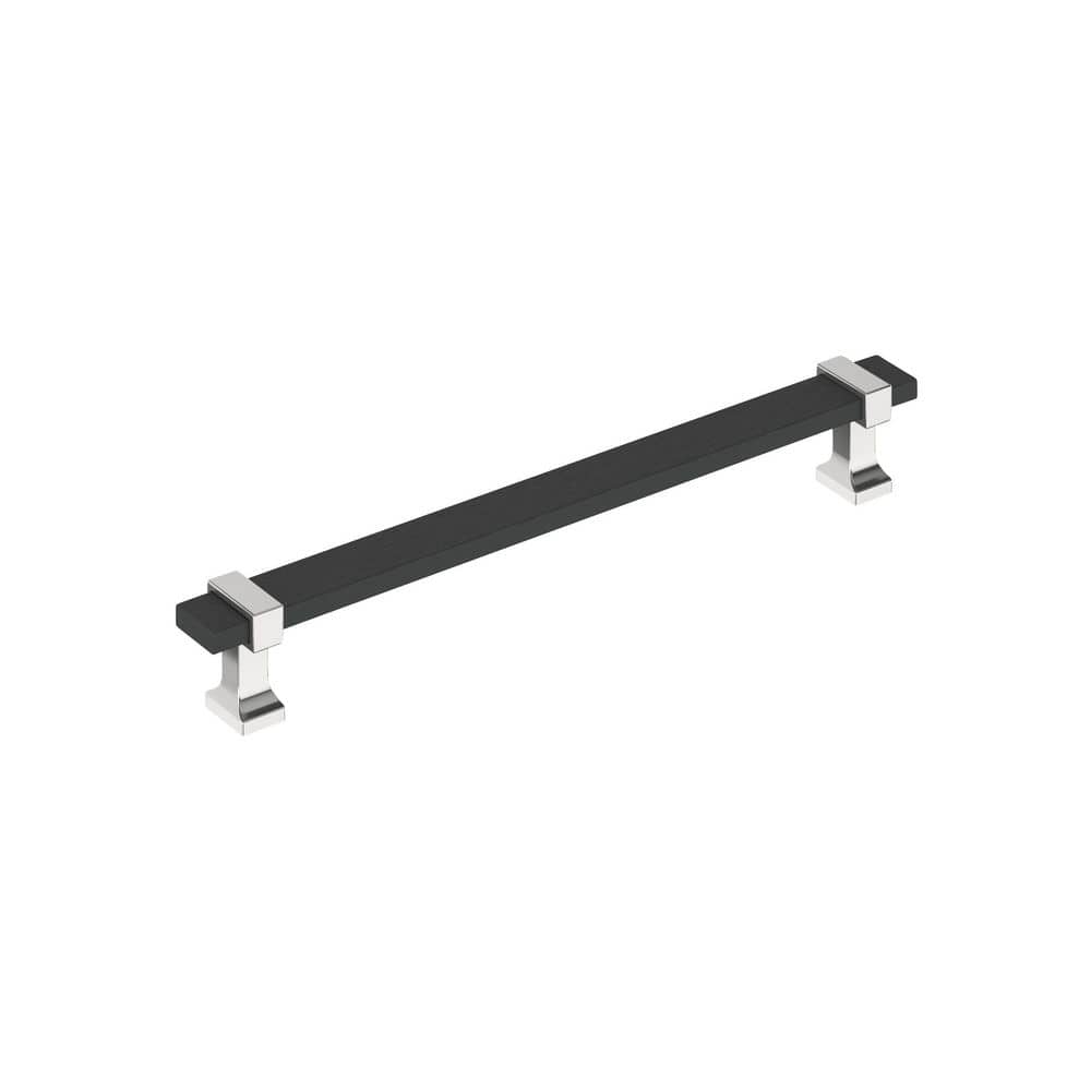 Overton 7-9/16 in. (192mm) Center-to-Center Modern Brushed Matte Black/Polished Chrome Bar Cabinet Pull price history on PriceWatchPro