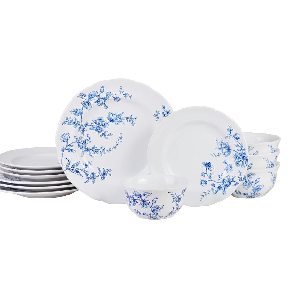 Bellamy Blue Porcelain 12-Pieces Dinnerware Set
