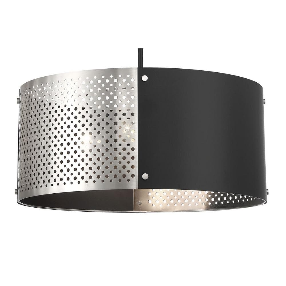 Noho 4-Light Brushed Nickel Drum Pendant with Sand Coal Accents