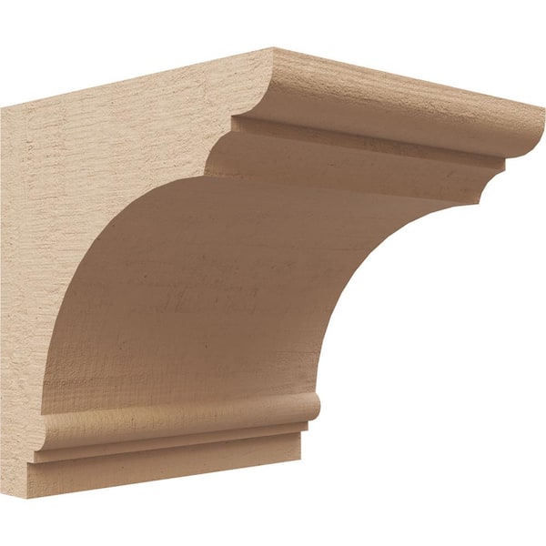 Ekena Millwork 4 in. x 4 in. x 4 in. Series 1 Wide Hughes Rough Cedar Woodgrain Timberthane Polyurethane Corbel, Primed Tan