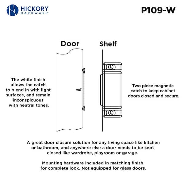 Catches Collection 1-7/16 in. C/C Cabinet Door Catch White Catches Collection 1-7/16 in. C/C Cabinet Door Catch White
