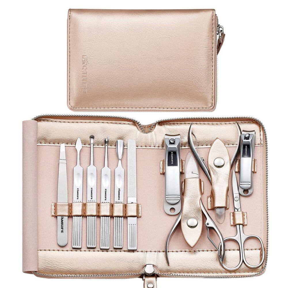 Gold Manicure Kit Nail Clipper Set 11 in 1 Stainless Steel Pedicure Tools Nail Kit Men Grooming Tool with Leather Case price history on PriceWatchPro