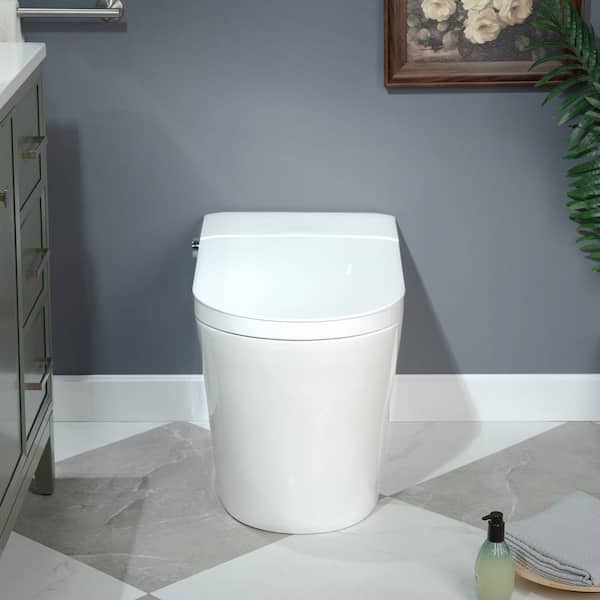 Elongated Smart Toilet Bidet 1.28 GPF in White with Auto Open/Close, Auto Flush, Smart deodorization, without Bidet
