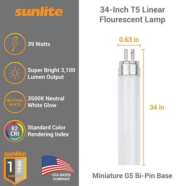 Philips 24-Watt 22 in. T5 High Output Linear Fluorescent Tube Light Bulb Neutral (3500K) (40-Pack)