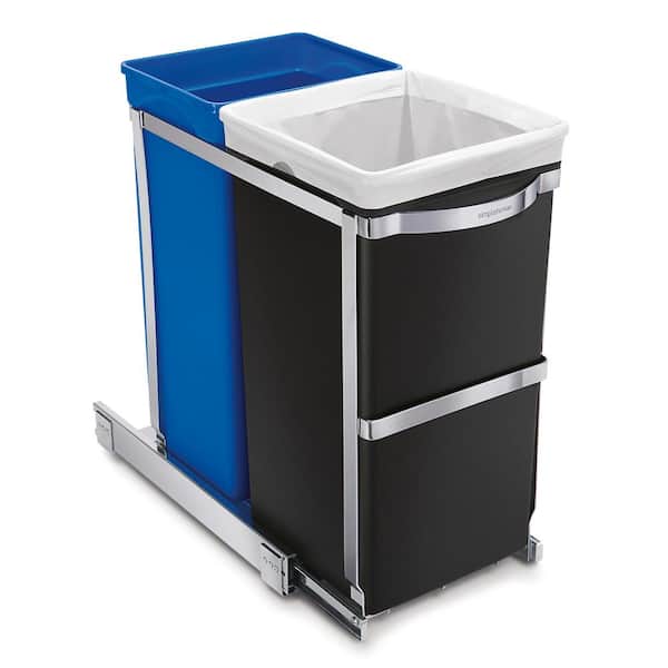 35L Under Counter Pull-Out Kitchen Trash Can Recycler, Heavy-Duty Steel Frame