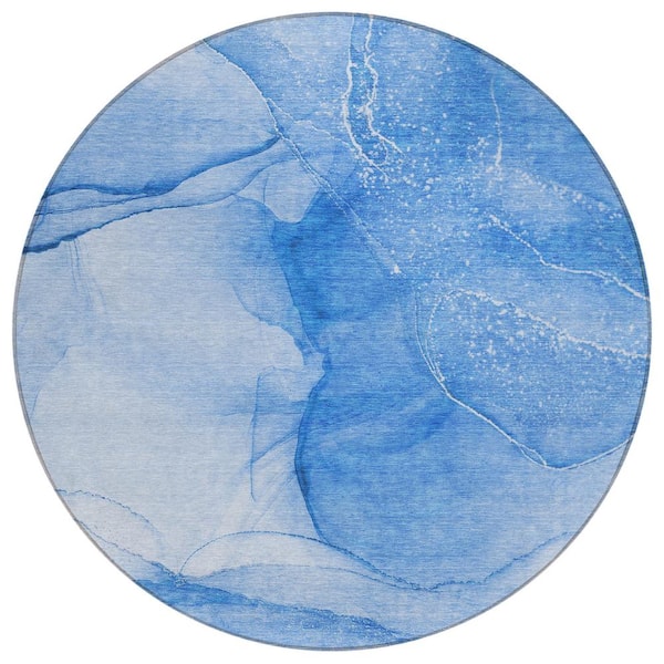 Addison Rugs Chantille ACN507 Blue 8 ft. x 8 ft. Round Machine Washable Indoor/Outdoor Geometric Area Rug