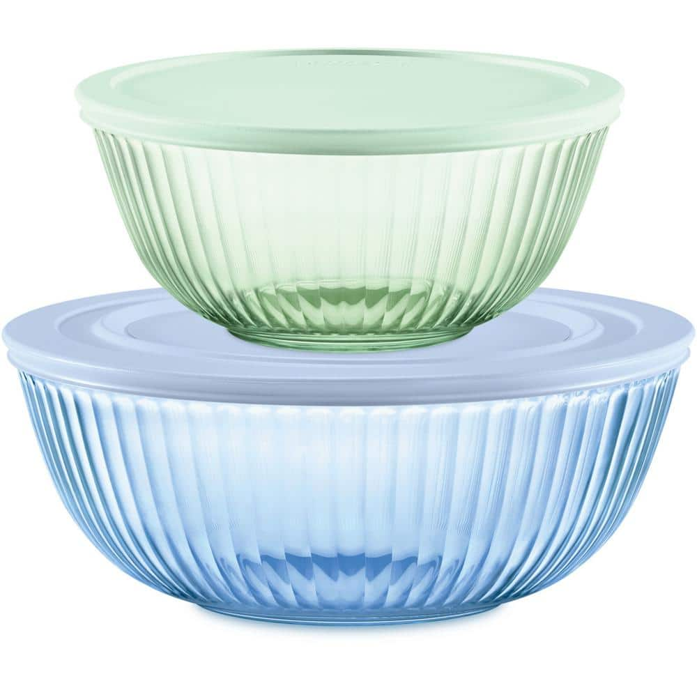 Pyrex Sculpted Glass mixing bowl set discount set of 4